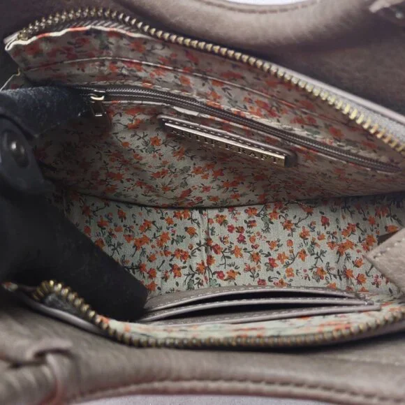 Antik Kraft Round Crossbody Bag Gray Brown Faux Leather Braided Handle - Picture 8 of 14